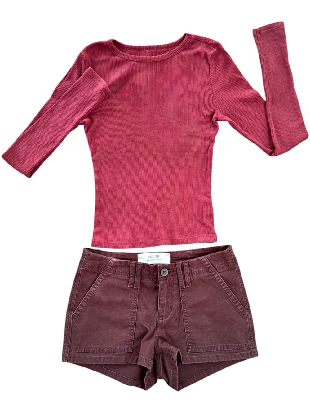 Bundle of Hollister Low Rise shortie short sz 25 & Aeropostale Shrunken Tee XS